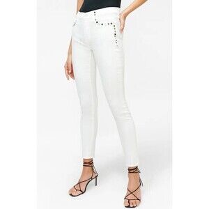 7 FOR ALL MANKIND Women's The Skinny Stud Jeans $185 size 24 in white
